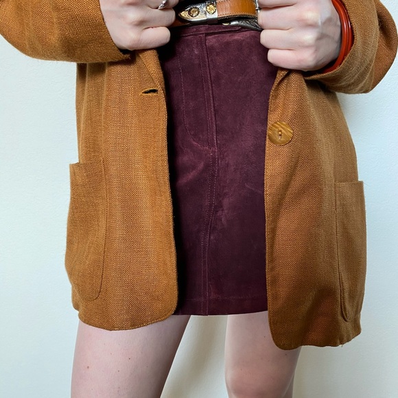 Vintage Brown Linen Oversized Blazer - Picture 3 of 6